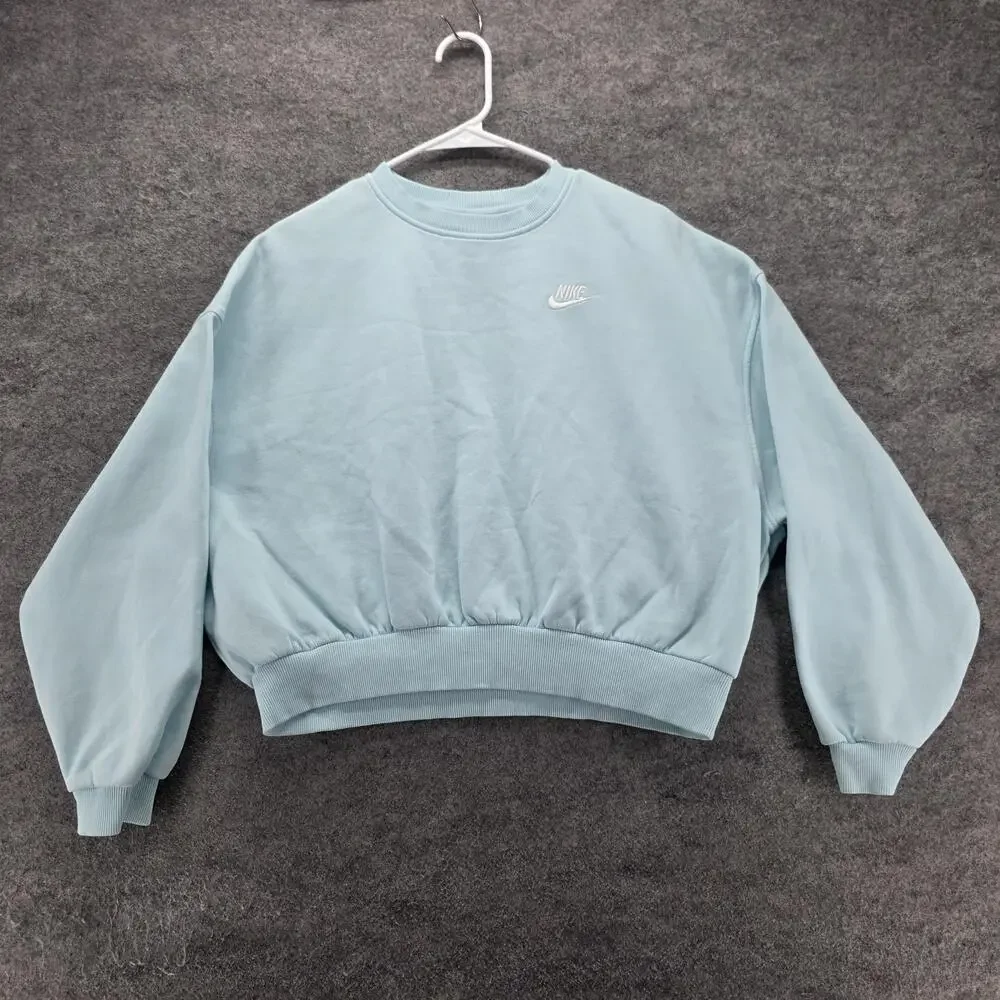 Nike Sweatshirt Womens XL Blue Pullover Crew Neck Oversized Fleece FZ9244-474